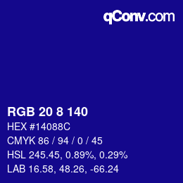 Color code: RGB 20 8 140 | qconv.com