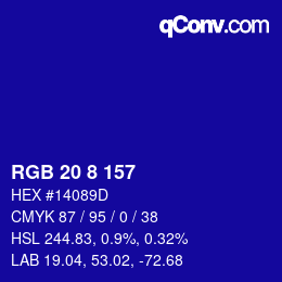 Color code: RGB 20 8 157 | qconv.com