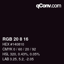 Color code: RGB 20 8 16 | qconv.com