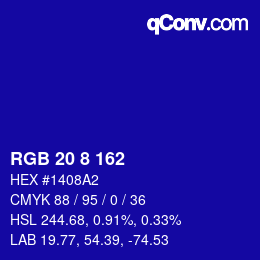 Color code: RGB 20 8 162 | qconv.com