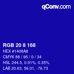 カラーコード: RGB 20 8 168 | qconv.com