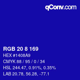 Código de color: RGB 20 8 169 | qconv.com