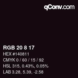 Color code: RGB 20 8 17 | qconv.com