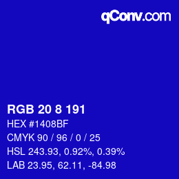 Color code: RGB 20 8 191 | qconv.com