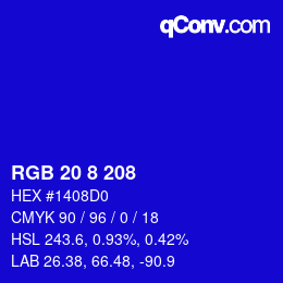 Color code: RGB 20 8 208 | qconv.com