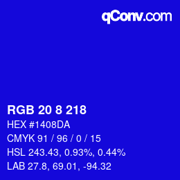カラーコード: RGB 20 8 218 | qconv.com