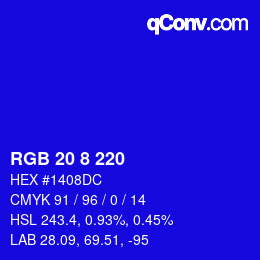 Color code: RGB 20 8 220 | qconv.com