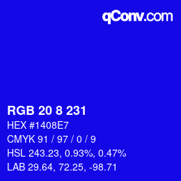 カラーコード: RGB 20 8 231 | qconv.com