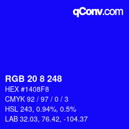 カラーコード: RGB 20 8 248 | qconv.com