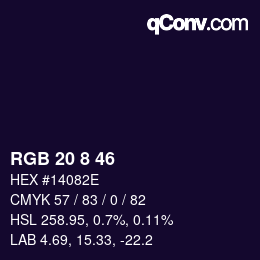 Color code: RGB 20 8 46 | qconv.com