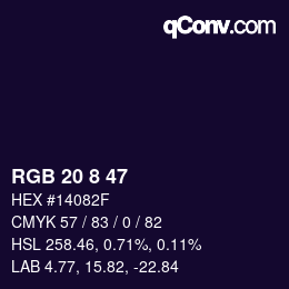 Color code: RGB 20 8 47 | qconv.com