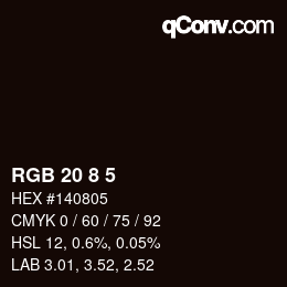 カラーコード: RGB 20 8 5 | qconv.com