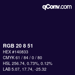 Color code: RGB 20 8 51 | qconv.com