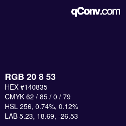 Color code: RGB 20 8 53 | qconv.com