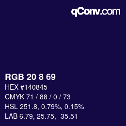 Color code: RGB 20 8 69 | qconv.com