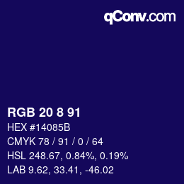 Color code: RGB 20 8 91 | qconv.com