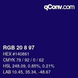 Color code: RGB 20 8 97 | qconv.com