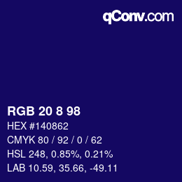 Color code: RGB 20 8 98 | qconv.com