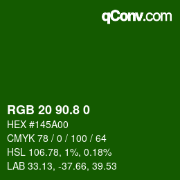 カラーコード: RGB 20 90.8 0 | qconv.com