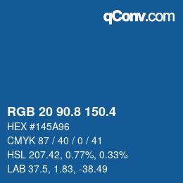 カラーコード: RGB 20 90.8 150.4 | qconv.com