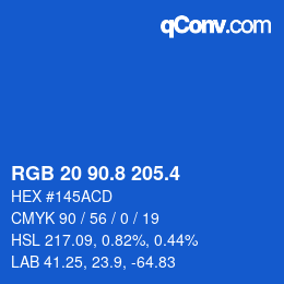 カラーコード: RGB 20 90.8 205.4 | qconv.com
