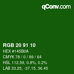 Color code: RGB 20 91 10 | qconv.com