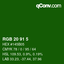 Color code: RGB 20 91 5 | qconv.com