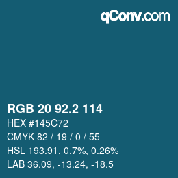 カラーコード: RGB 20 92.2 114 | qconv.com