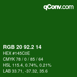 カラーコード: RGB 20 92.2 14 | qconv.com