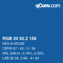 カラーコード: RGB 20 92.2 158 | qconv.com