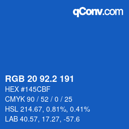 カラーコード: RGB 20 92.2 191 | qconv.com