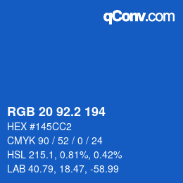 カラーコード: RGB 20 92.2 194 | qconv.com