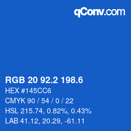 カラーコード: RGB 20 92.2 198.6 | qconv.com