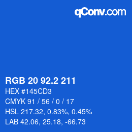 カラーコード: RGB 20 92.2 211 | qconv.com
