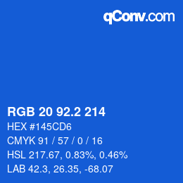 カラーコード: RGB 20 92.2 214 | qconv.com