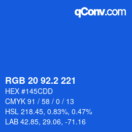 カラーコード: RGB 20 92.2 221 | qconv.com