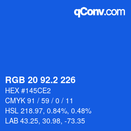 カラーコード: RGB 20 92.2 226 | qconv.com