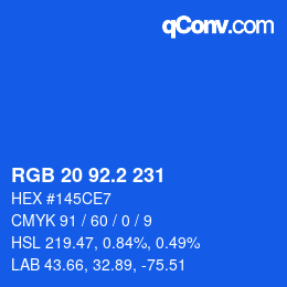 カラーコード: RGB 20 92.2 231 | qconv.com