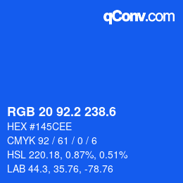 カラーコード: RGB 20 92.2 238.6 | qconv.com