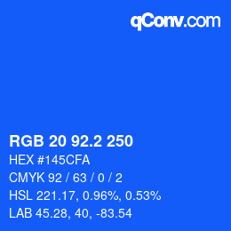 カラーコード: RGB 20 92.2 250 | qconv.com