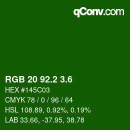 カラーコード: RGB 20 92.2 3.6 | qconv.com
