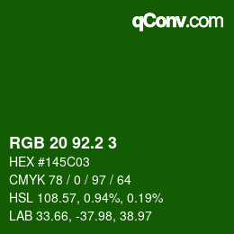 カラーコード: RGB 20 92.2 3 | qconv.com