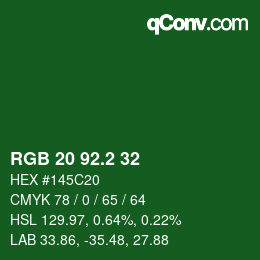 カラーコード: RGB 20 92.2 32 | qconv.com