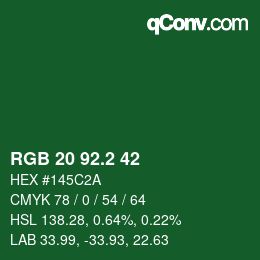 カラーコード: RGB 20 92.2 42 | qconv.com