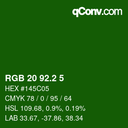 カラーコード: RGB 20 92.2 5 | qconv.com