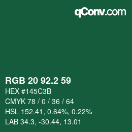 カラーコード: RGB 20 92.2 59 | qconv.com