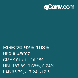カラーコード: RGB 20 92.6 103.6 | qconv.com