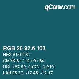 カラーコード: RGB 20 92.6 103 | qconv.com