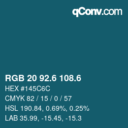 カラーコード: RGB 20 92.6 108.6 | qconv.com