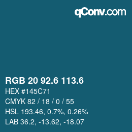 カラーコード: RGB 20 92.6 113.6 | qconv.com